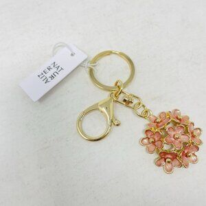 Naturalizer Mixed Metals Gold Tone Floral Keyring with Hook and Keychain in Pink